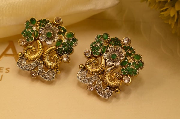 Unique Design Real Stone Gold Plated Earrings For Girls/women.