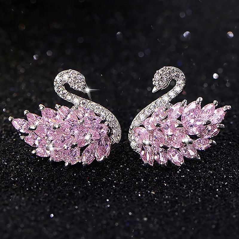 Elegant Crystal Swan Golden/Silver Earrings for girls/women