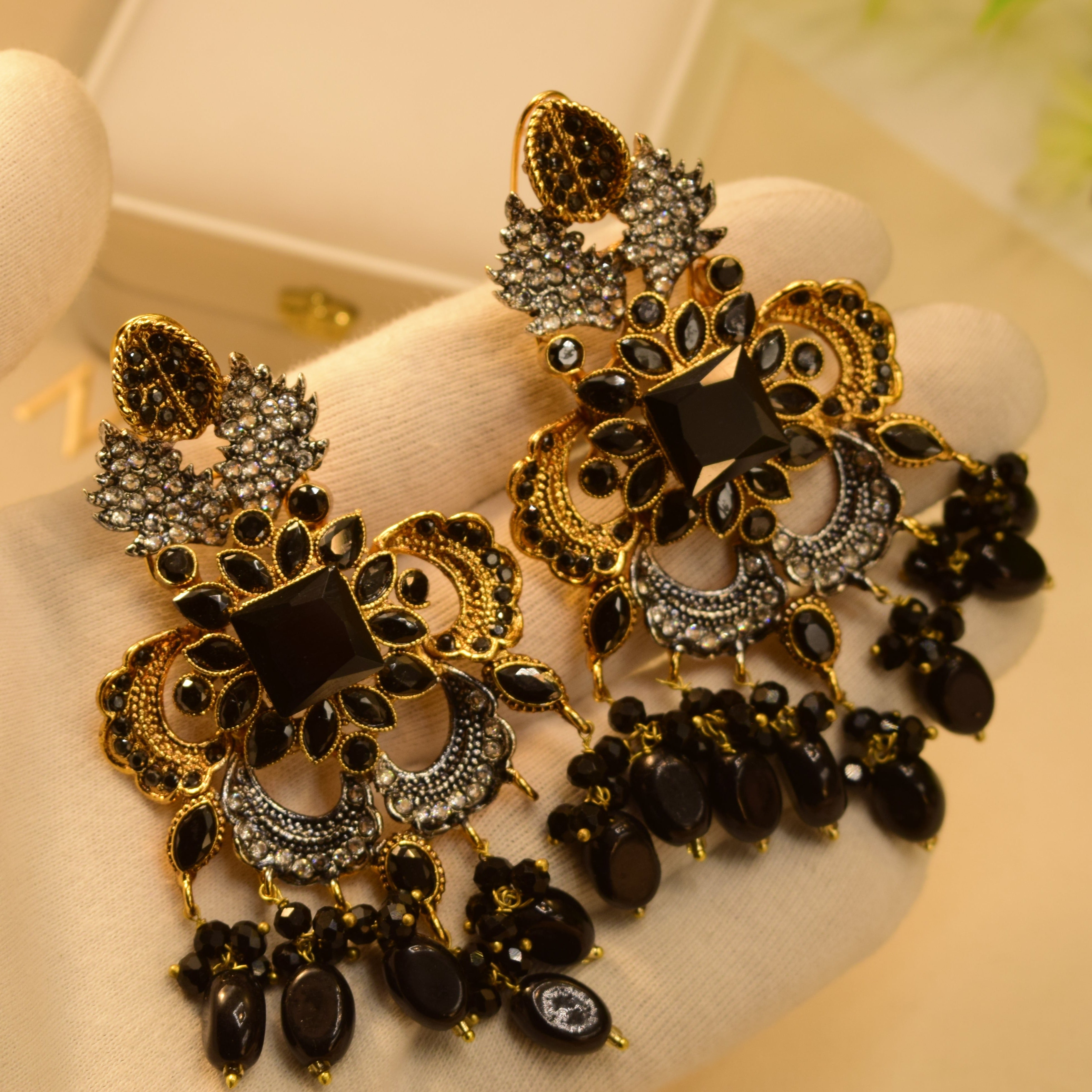 Elegant Real Stones Gold Plated Earrings For Girls/women