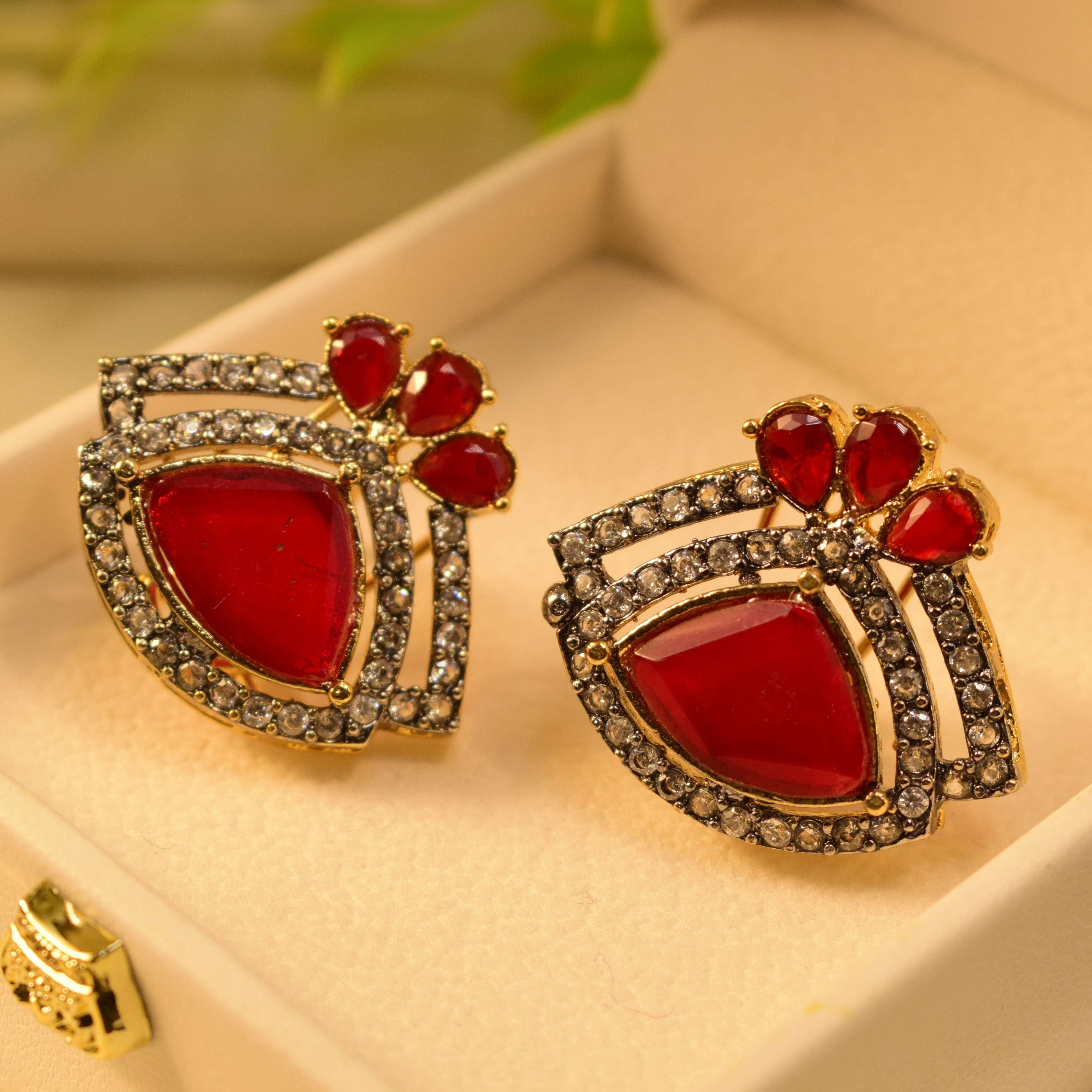 Stylish Real Stone Design Earrings For Girls/women