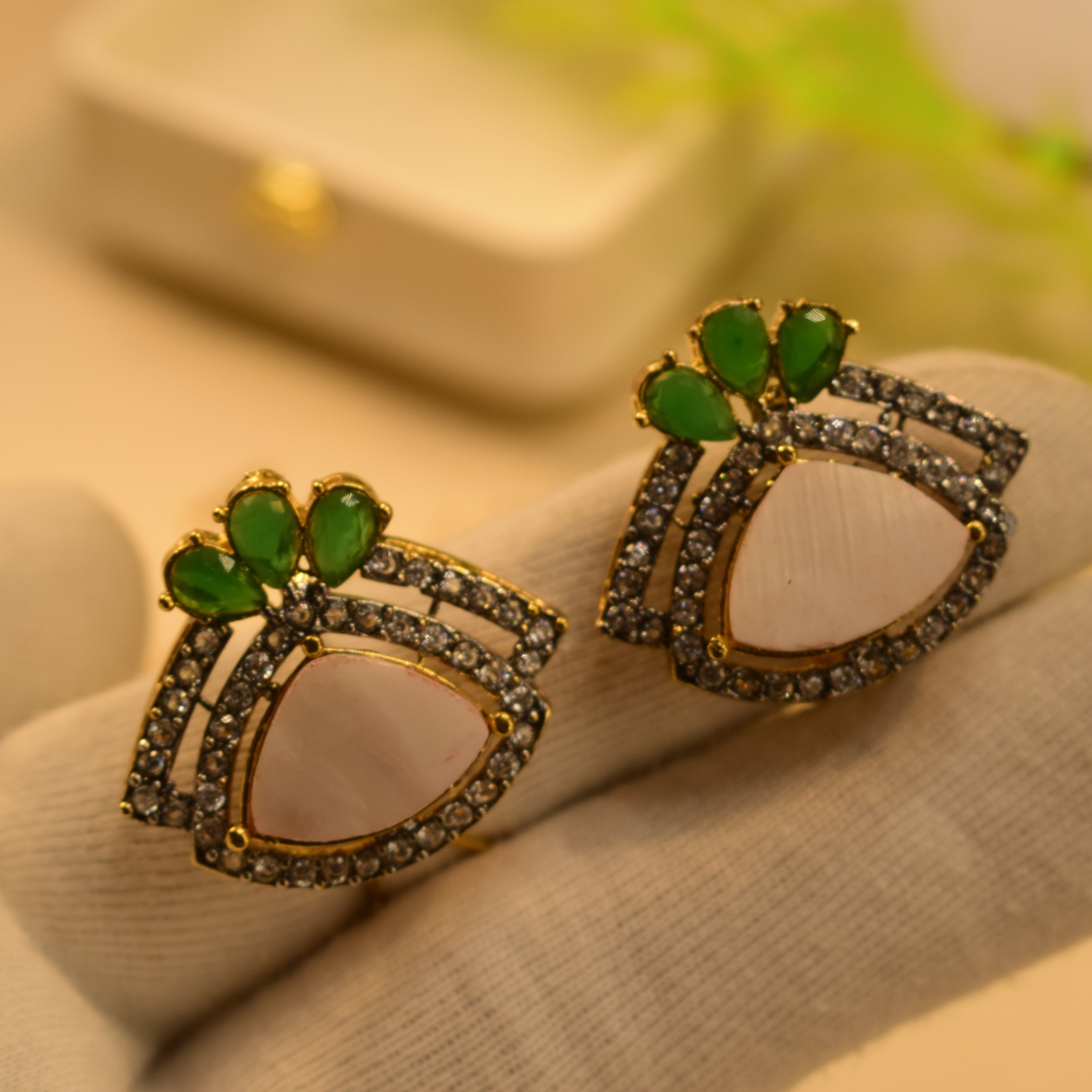 Stylish Real Stone Design Earrings For Girls/women