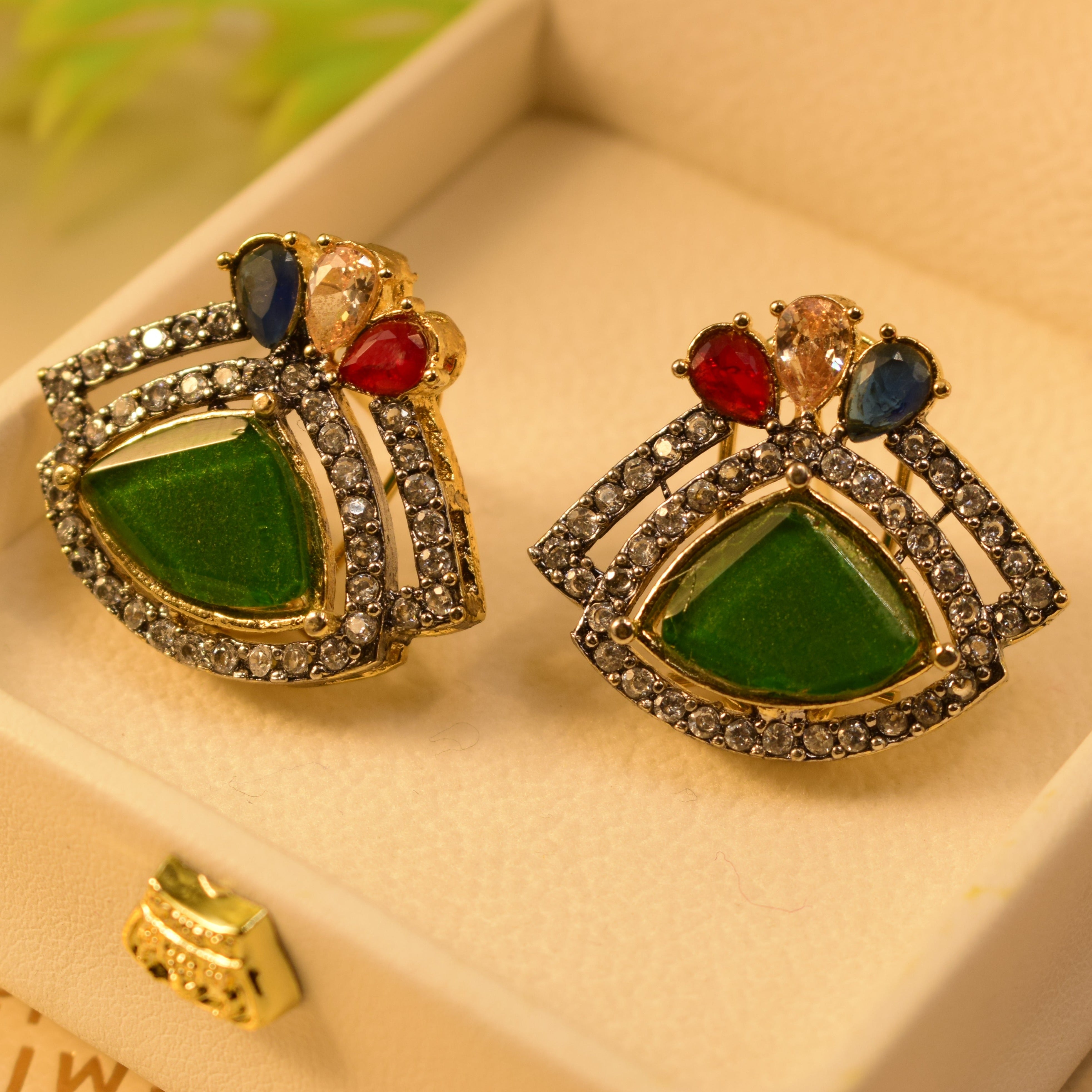 Stylish Real Stone Design Earrings For Girls/women