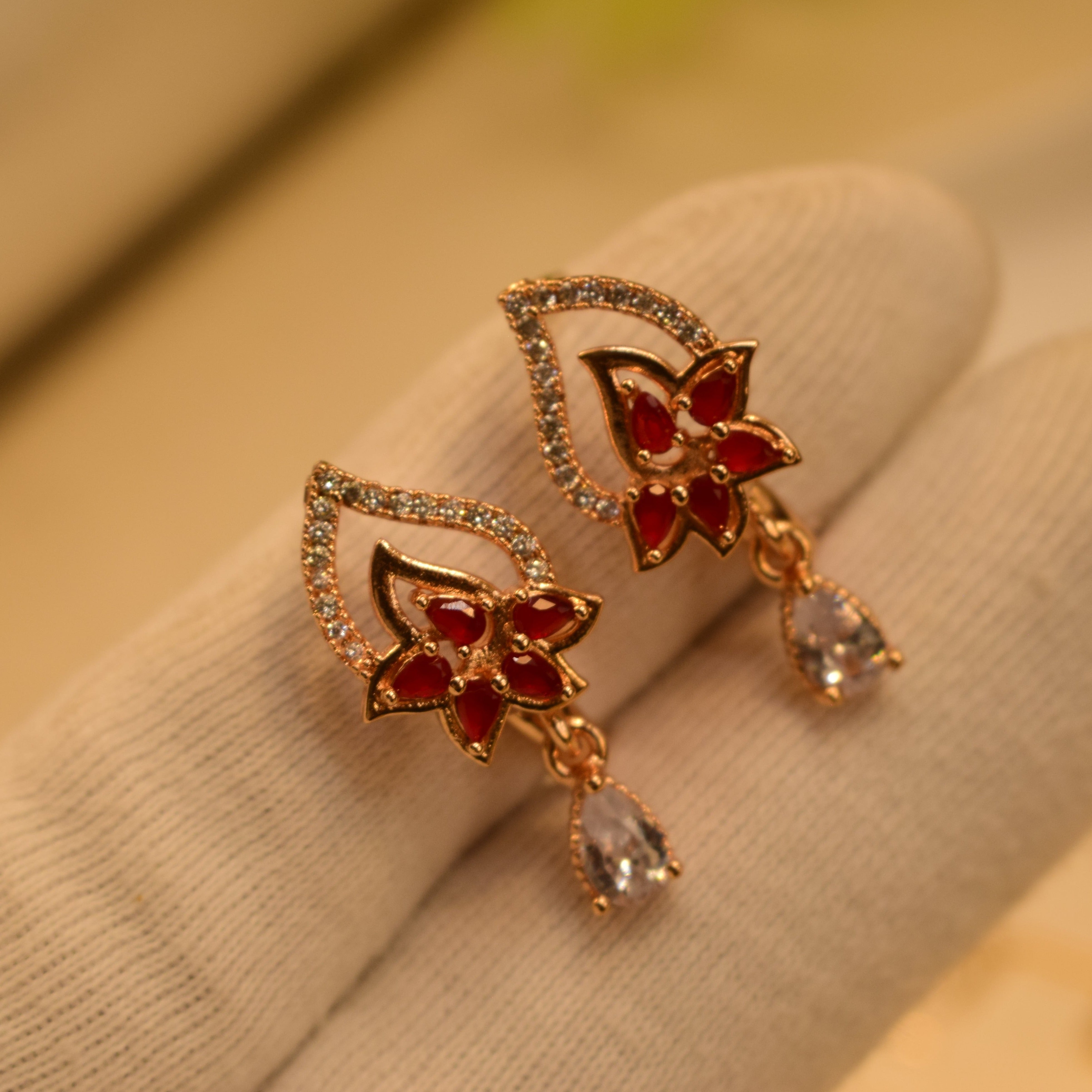 Beautiful Red Stone Earrings For Girls/women