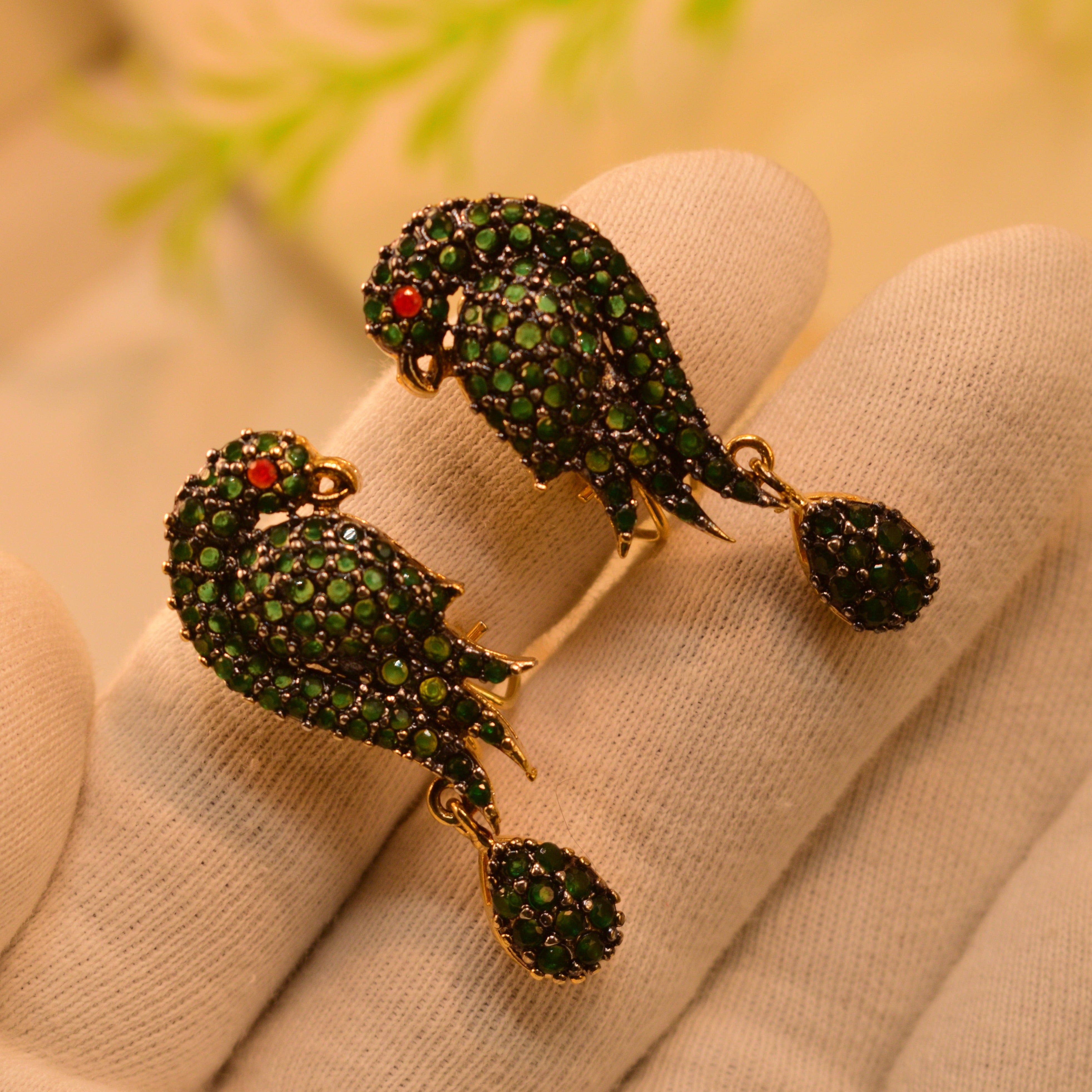 Parrot Design Real Stones Earrings For Girls/women