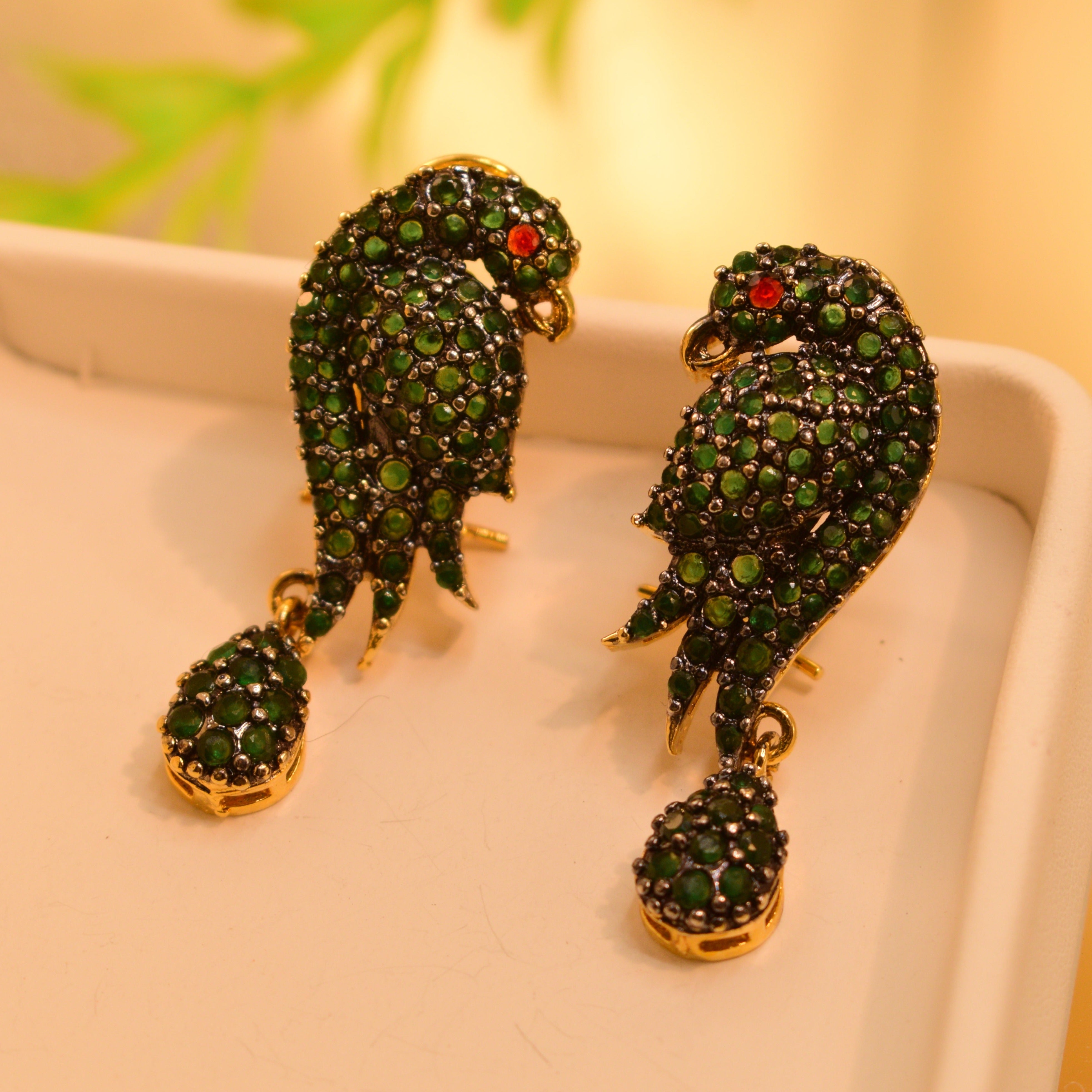 Parrot Design Real Stones Earrings For Girls/women