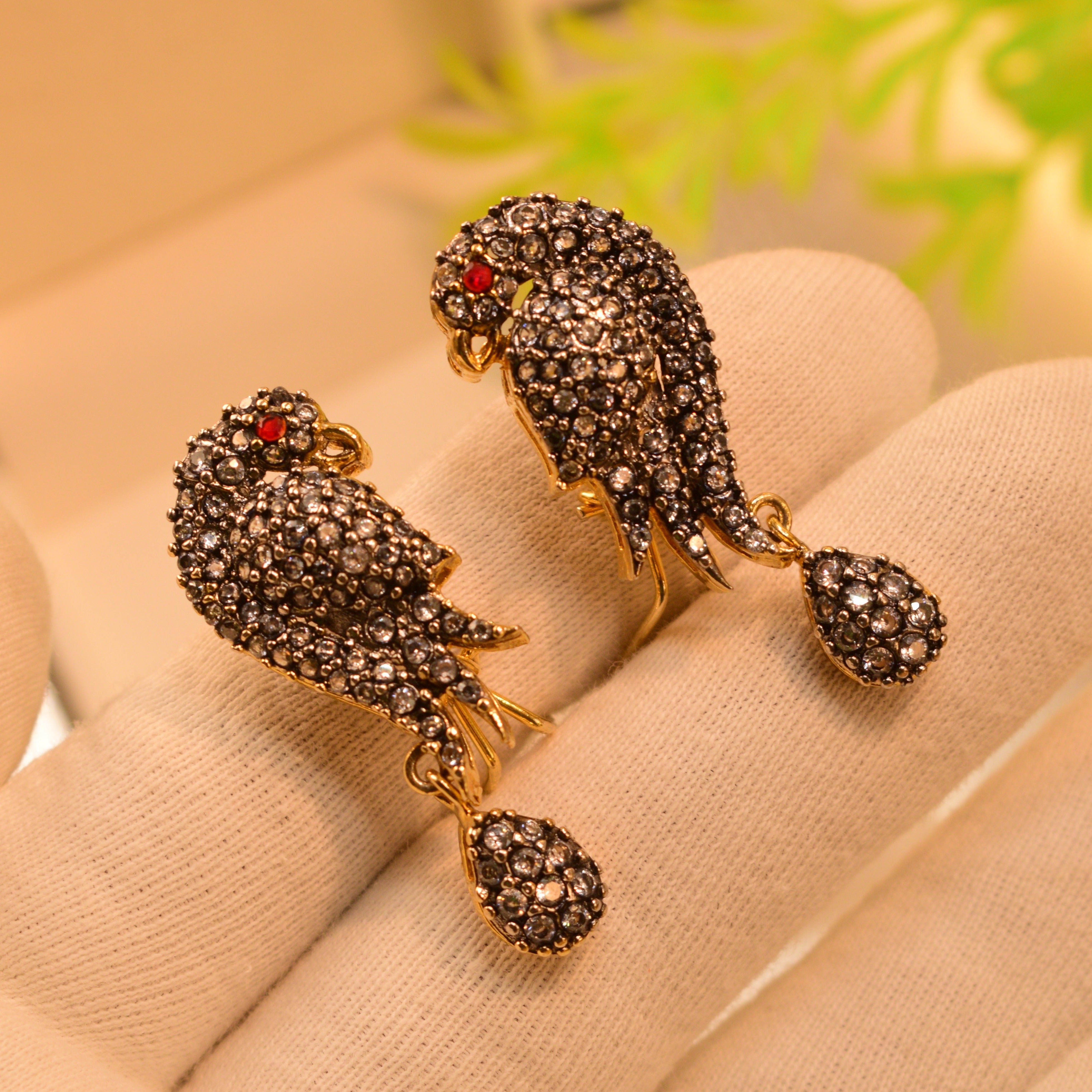 Parrot Design Real Stones Earrings For Girls/women