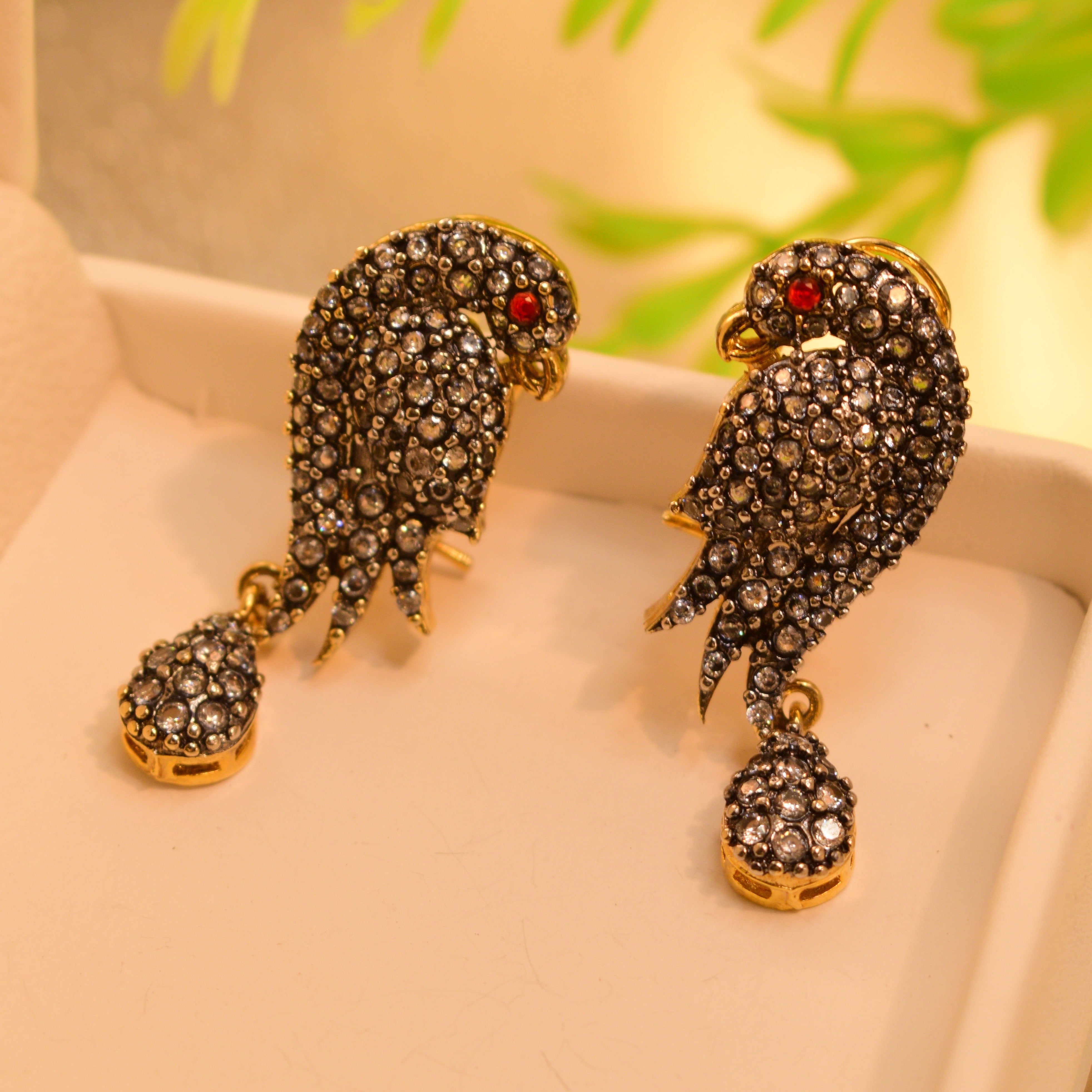 Parrot Design Real Stones Earrings For Girls/women