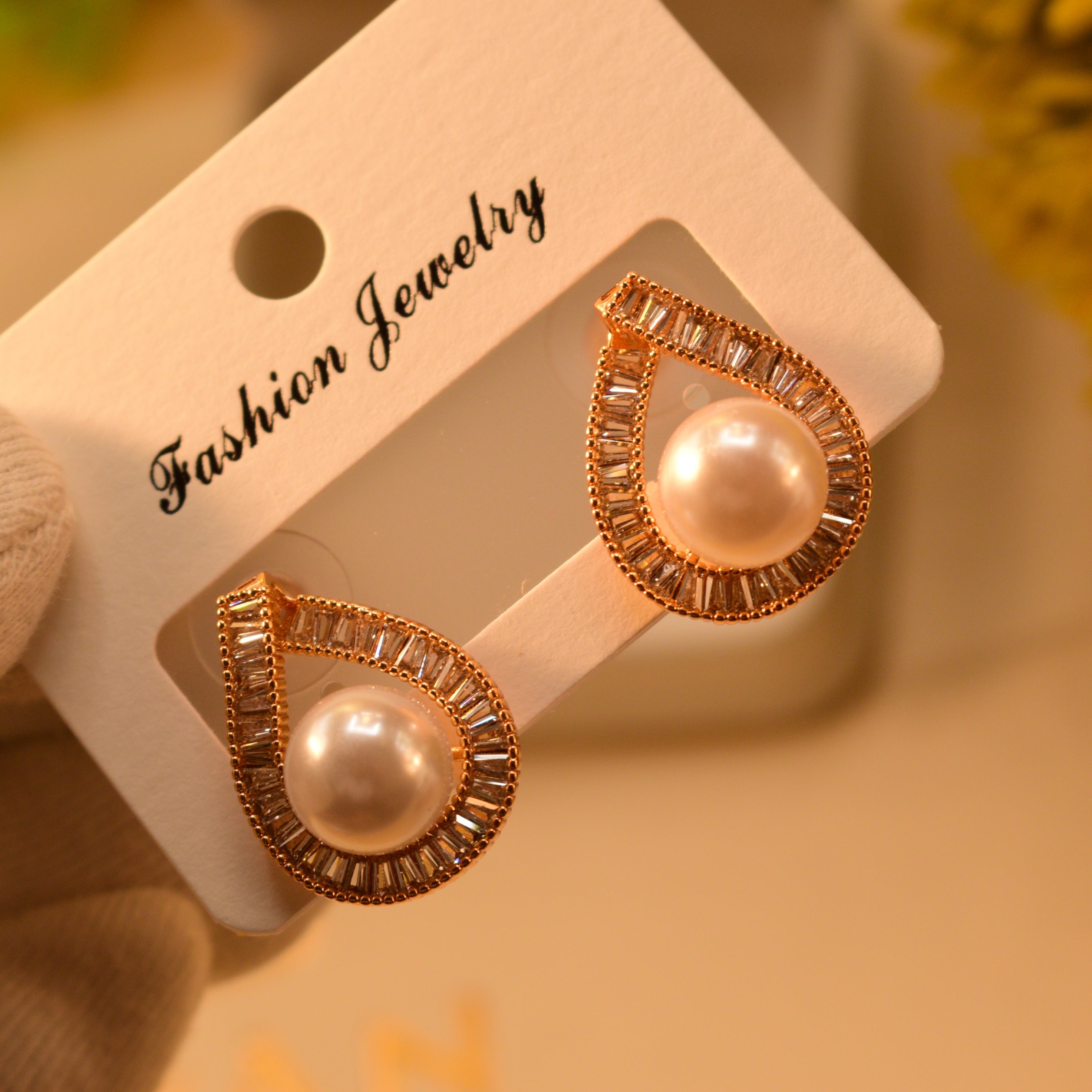 Golden Radiance Crystal Earrings For Girls/Women