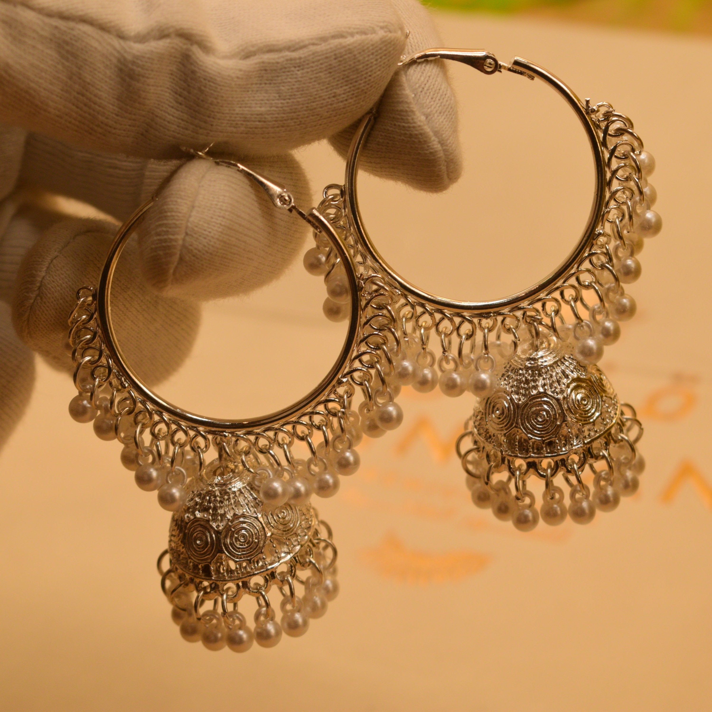 Glamorous Crystal Stones Silver Hoop Earrings For Girls/women