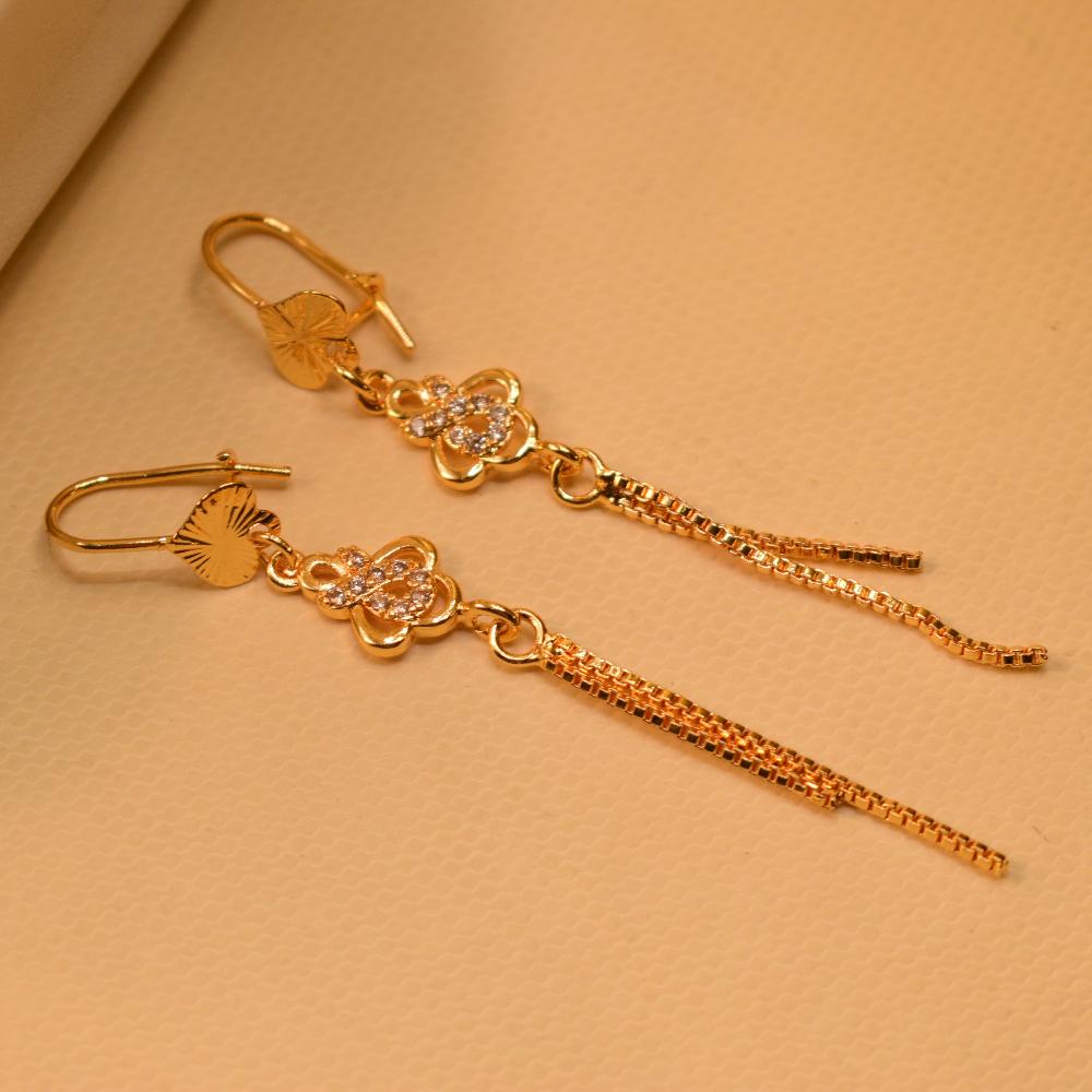 Fancy Flower Shaped Gold Plated Hoop Earrings For Girls/women