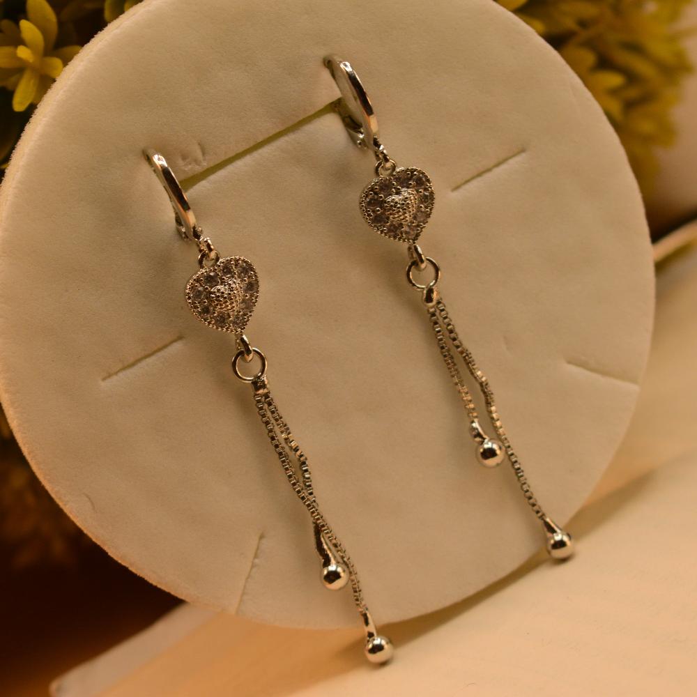 Stylish Heart Design Silver Hoop Earrings For Girls/women