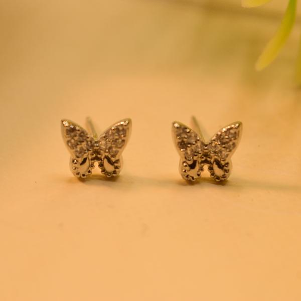 Elegant Butterfly Shaped Real Stones Silver Tops For Girls/women