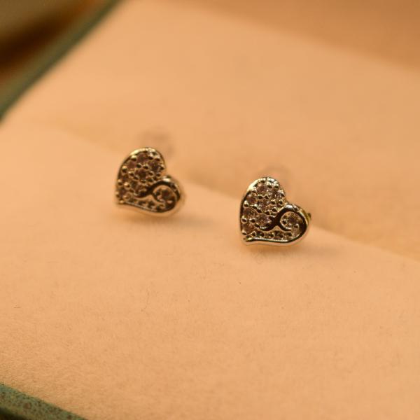 Heart Shaped Real Stones Silver Tops For Girls/women