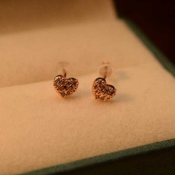 Heart Design Real Stones Gold Plated Tops For Girls/women