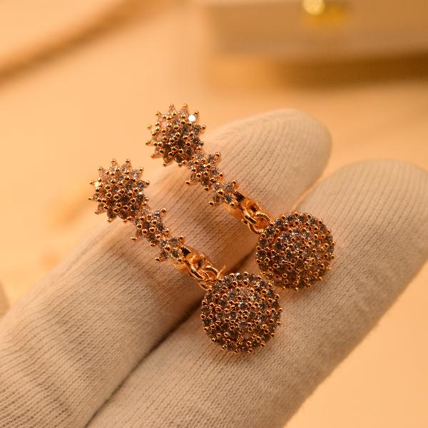 Glamorous 24K Gold Plated Crystal Stones Earrings For Girls/women