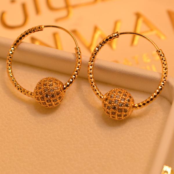 Fancy Gold Plated Crystal Stones Hoop Earrings For Girls/women