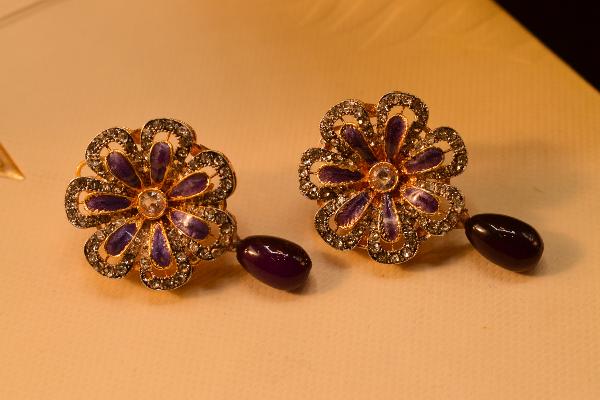 Luminous Flower Design Real Stones Earrings for Girls/Women