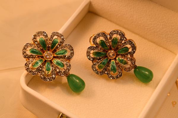 Luminous Flower Design Real Stones Earrings for Girls/Women