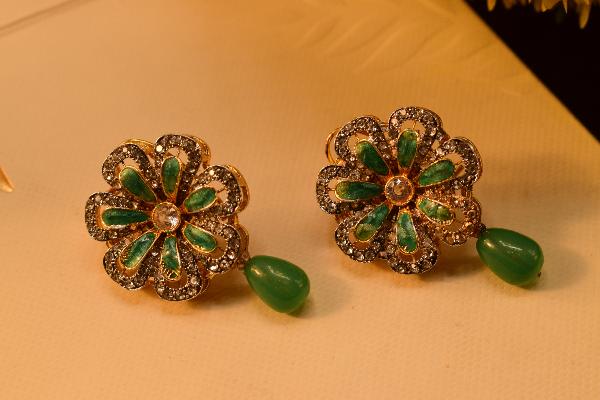 Luminous Flower Design Real Stones Earrings for Girls/Women