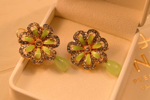 Luminous Flower Design Real Stones Earrings for Girls/Women