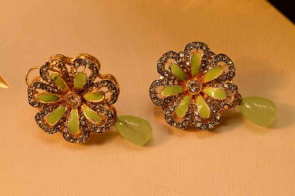 Luminous Flower Design Real Stones Earrings for Girls/Women