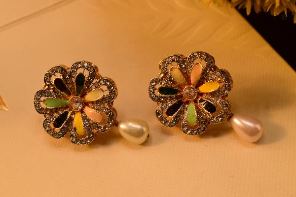 Luminous Flower Design Real Stones Earrings for Girls/Women