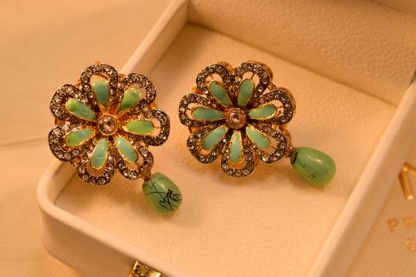 Luminous Flower Design Real Stones Earrings for Girls/Women