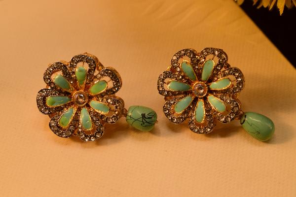 Luminous Flower Design Real Stones Earrings for Girls/Women