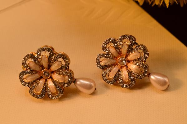 Luminous Flower Design Real Stones Earrings for Girls/Women