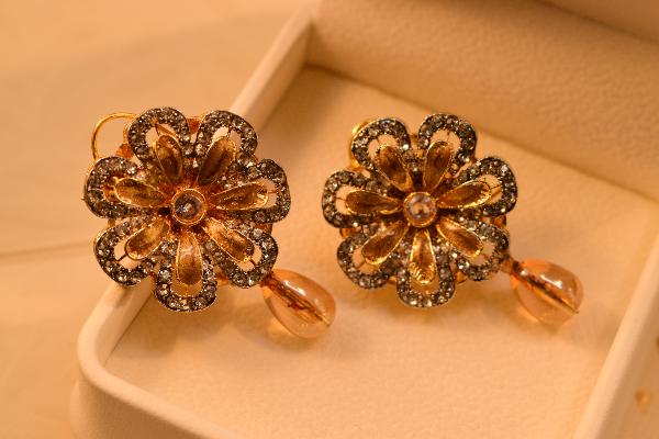 Luminous Flower Design Real Stones Earrings for Girls/Women