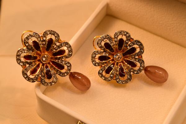 Luminous Flower Design Real Stones Earrings for Girls/Women