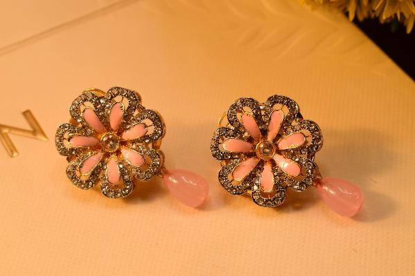 Luminous Flower Design Real Stones Earrings for Girls/Women