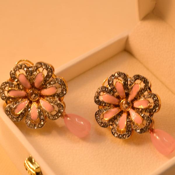 Luminous Flower Design Real Stones Earrings for Girls/Women