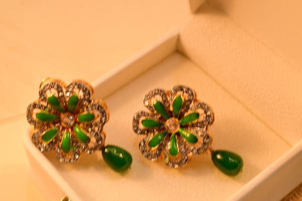 Luminous Flower Design Real Stones Earrings for Girls/Women