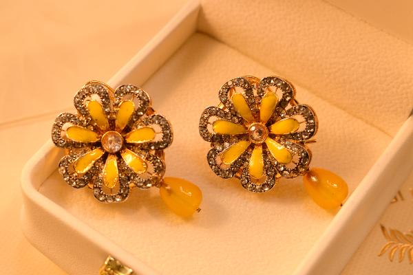 Luminous Flower Design Real Stones Earrings for Girls/Women