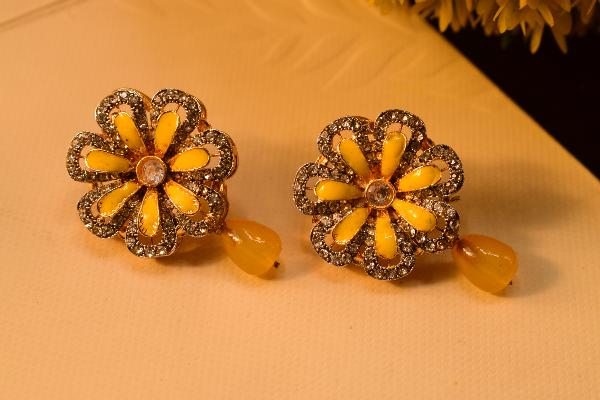 Luminous Flower Design Real Stones Earrings for Girls/Women