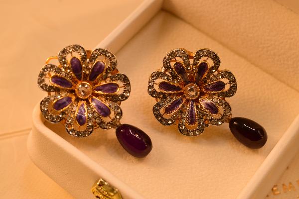 Luminous Flower Design Real Stones Earrings for Girls/Women