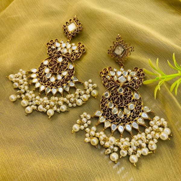 24K Gold Plated Indian Kundan Earrings for Girls/Women