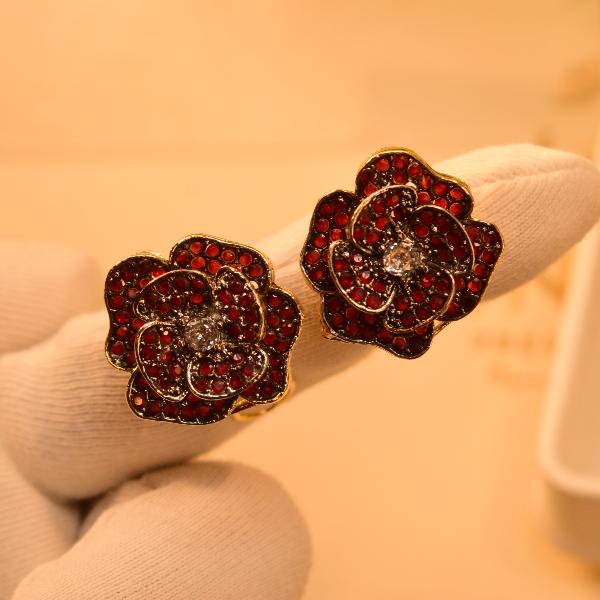 Stylish Flower Design Real Stones Jarao Earrings for Girls/Women