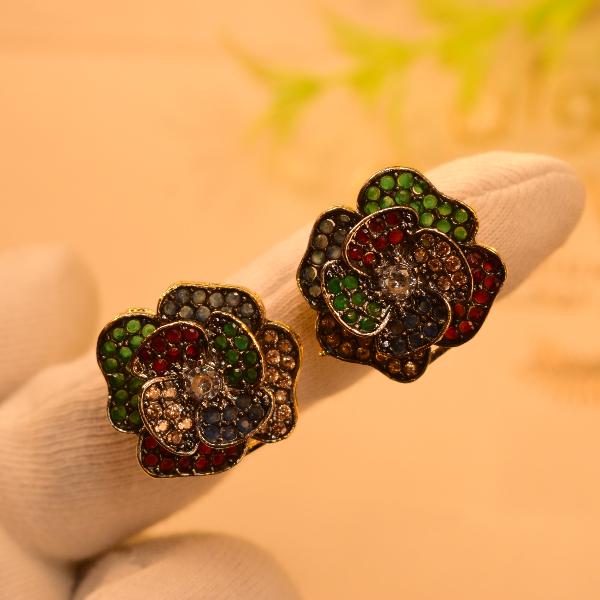 Stylish Flower Design Real Stones Jarao Earrings for Girls/Women