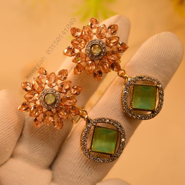 Glamorous Luminous Design Real Stones Earrings for Girls/Women