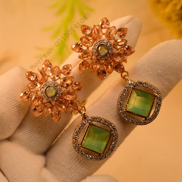 Glamorous Luminous Design Real Stones Earrings for Girls/Women