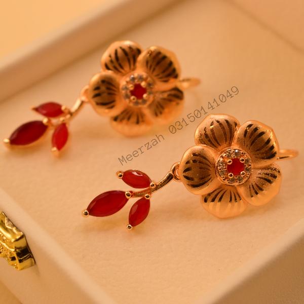 Gorgeous Flower Design Gold Plated Earrings for Girls/Women