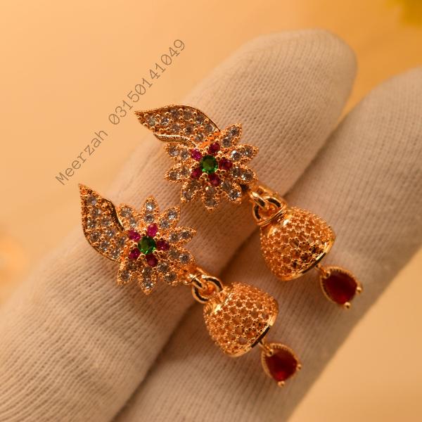 Luminous Multi Crystal Stones Gold Plated Earrings for Girls/Women