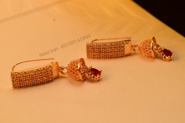 Fancy Crystal Stones Gold Plated Earrings for Girls/Women