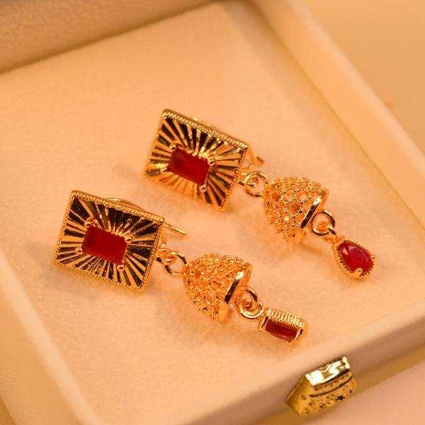 Fancy Design Crystal Stones Gold Plated Earrings for Girls/Women