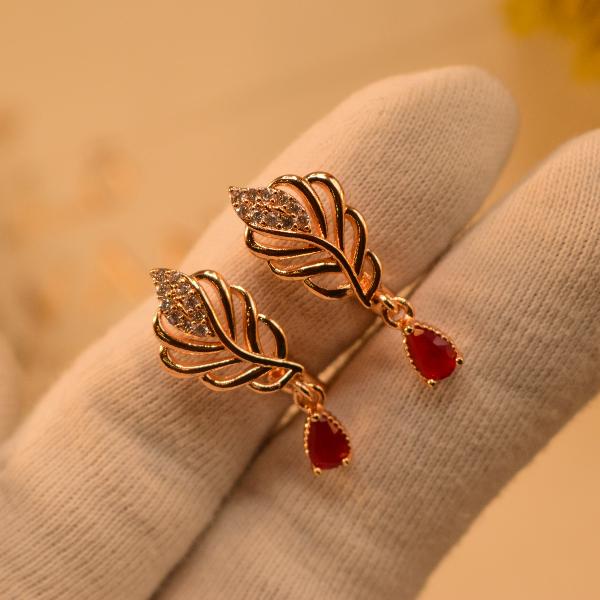 Elegant Leaf Design Gold Plated Earrings for Girls/Women