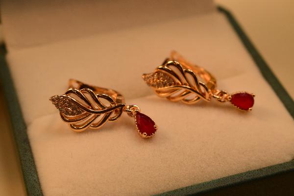 Elegant Leaf Design Gold Plated Earrings for Girls/Women