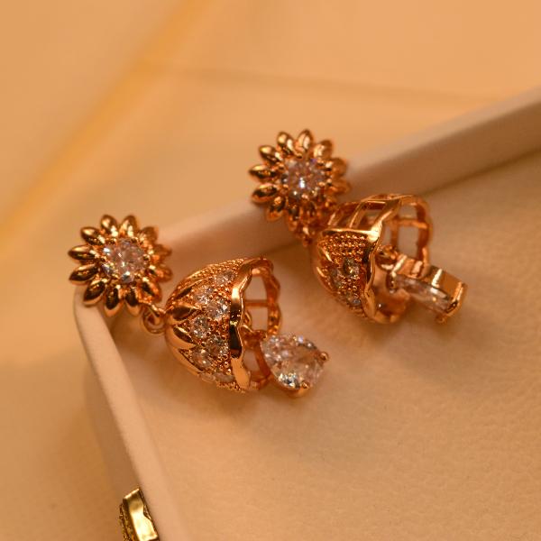 Luminous Stylish Design Crystal Stones Gold Plated Earrings for Girls/Women