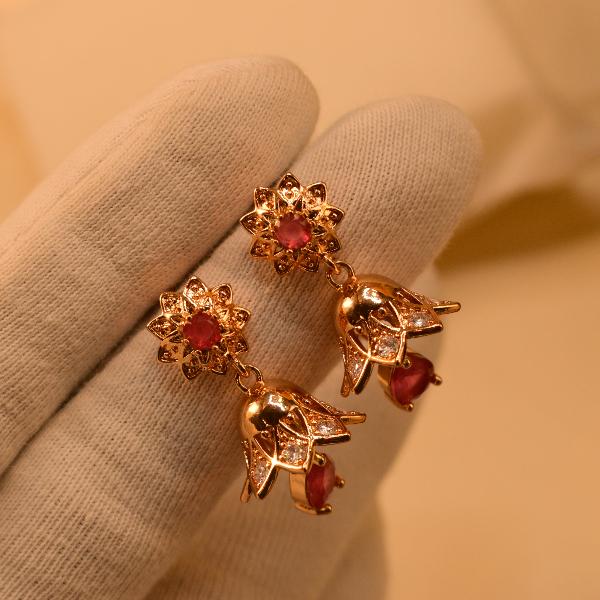 Glamorous Design Real Stones Gold Plated Earrings for Girls/Women